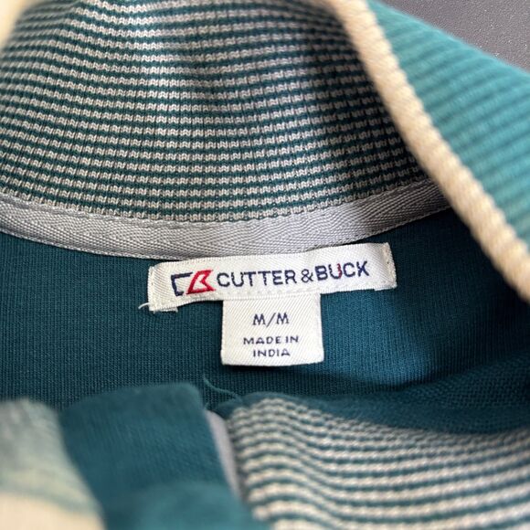 Cutter & Buck Golf 1/4 Snap Pullover M Green 13 Flag Logo Long Sleeve - Picture 3 of 6